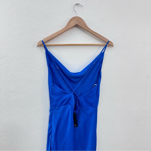 Lulu Satin Cowl Neck Maxi Dress in Blue Size Extra Large XL - Picture 5 of 7